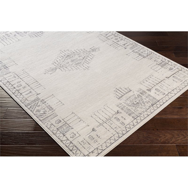Surya Roma ROM-2346 9'x12'3" Rug, Medium Gray/Light Gray/White