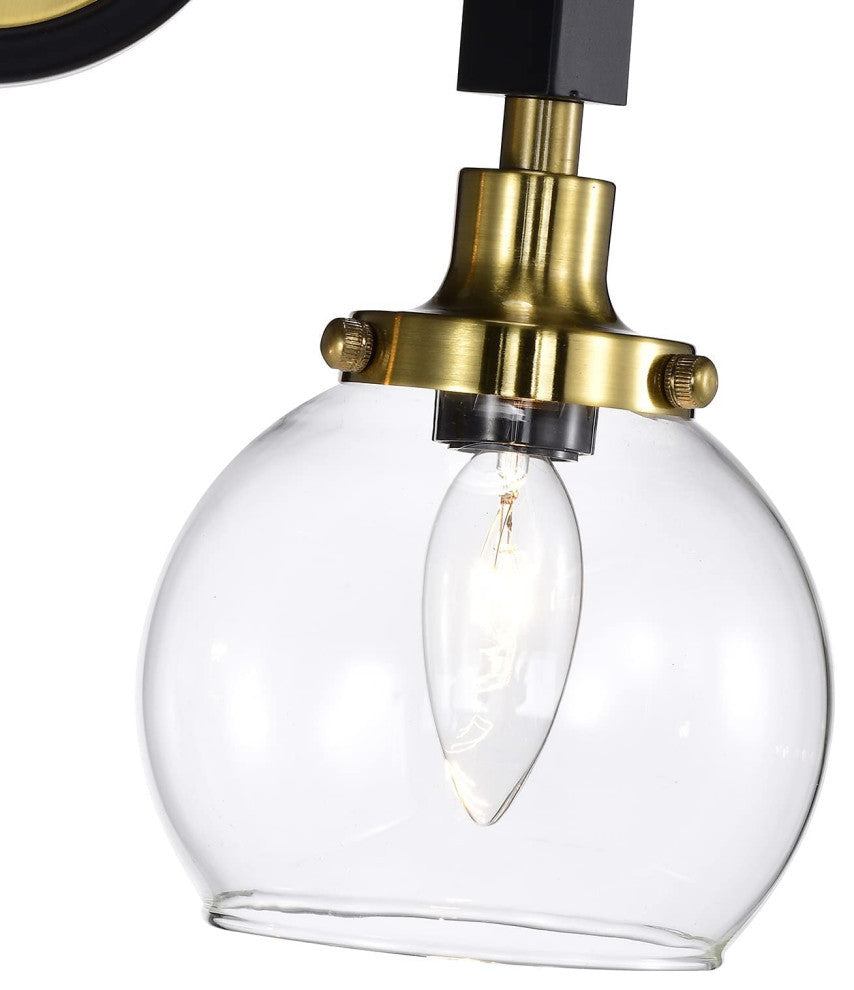 2 Light Black Wall Lights for Bedroom Industrial Wall Sconce Lighting GlassShade
