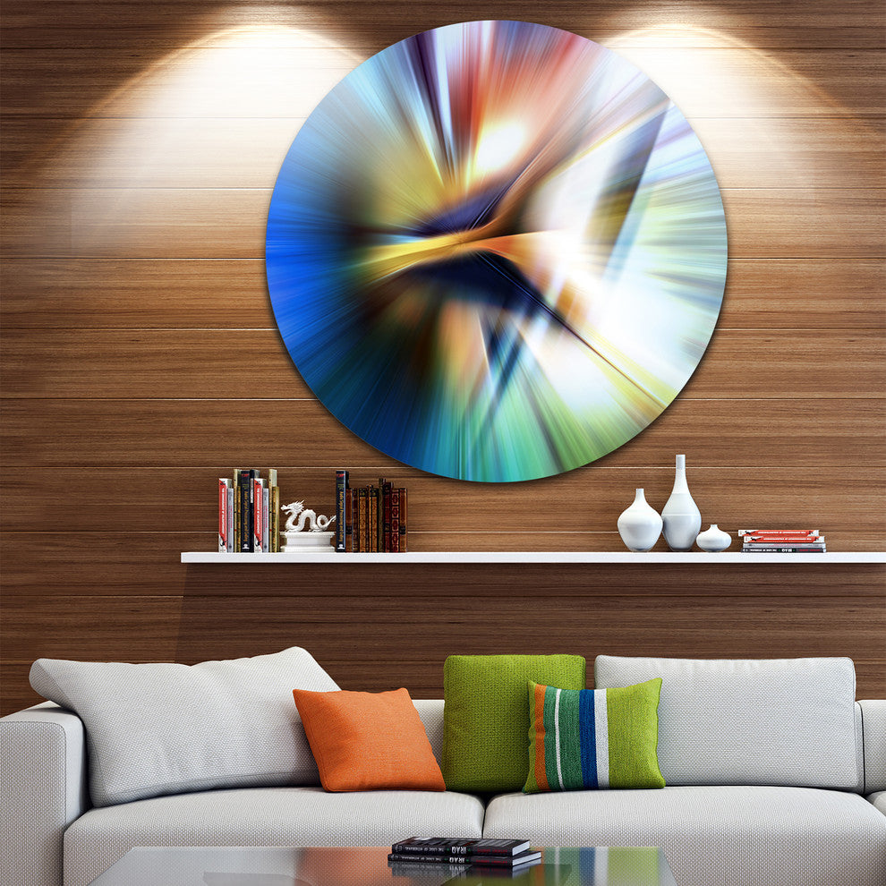 Rays Of Speed Center, Abstract Digital Art Disc Metal Wall Art, 11"