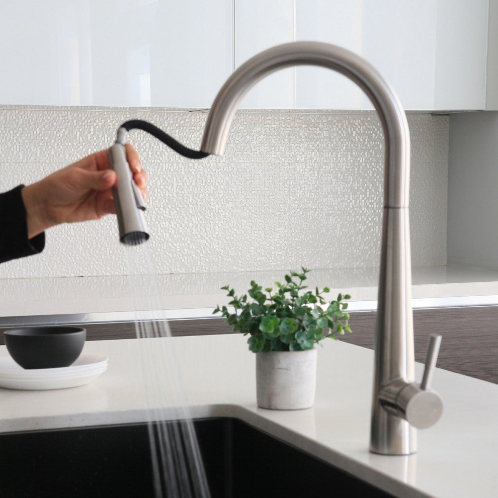 STYLISH Kitchen Sink Faucet Single Handle Pull Down Dual Mode Stainless Steel