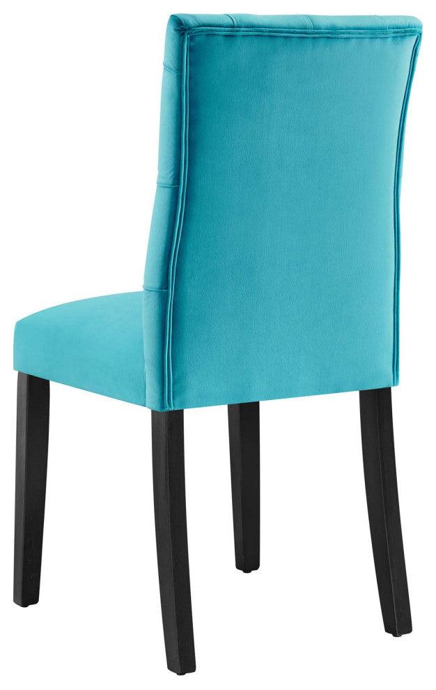 Side Dining Chair, Set of 2, Blue, Velvet, Modern, Cafe Bistro Hospitality