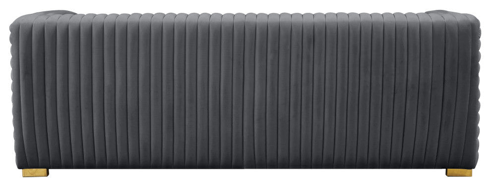 Ravish Velvet Upholstered Chair, Gray, Sofa