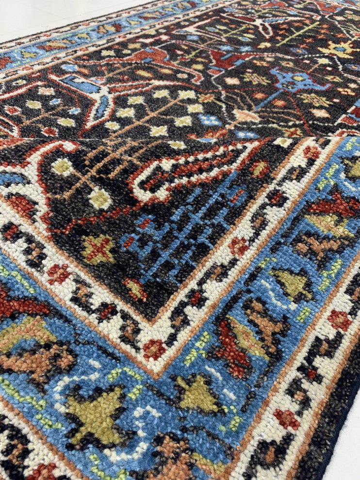 Hand-Knotted Wool Brown/Blue Traditional Classic Bidjar Collection Rug, 8'x10'