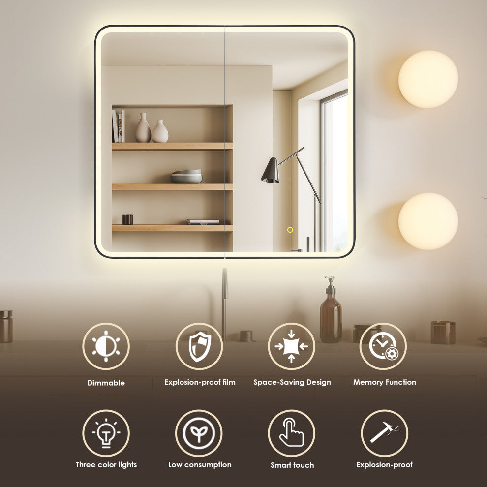 Ostaria Surface-Mount/Reccessed LED Lighted Bathroom Medicine Cabinet, 36"