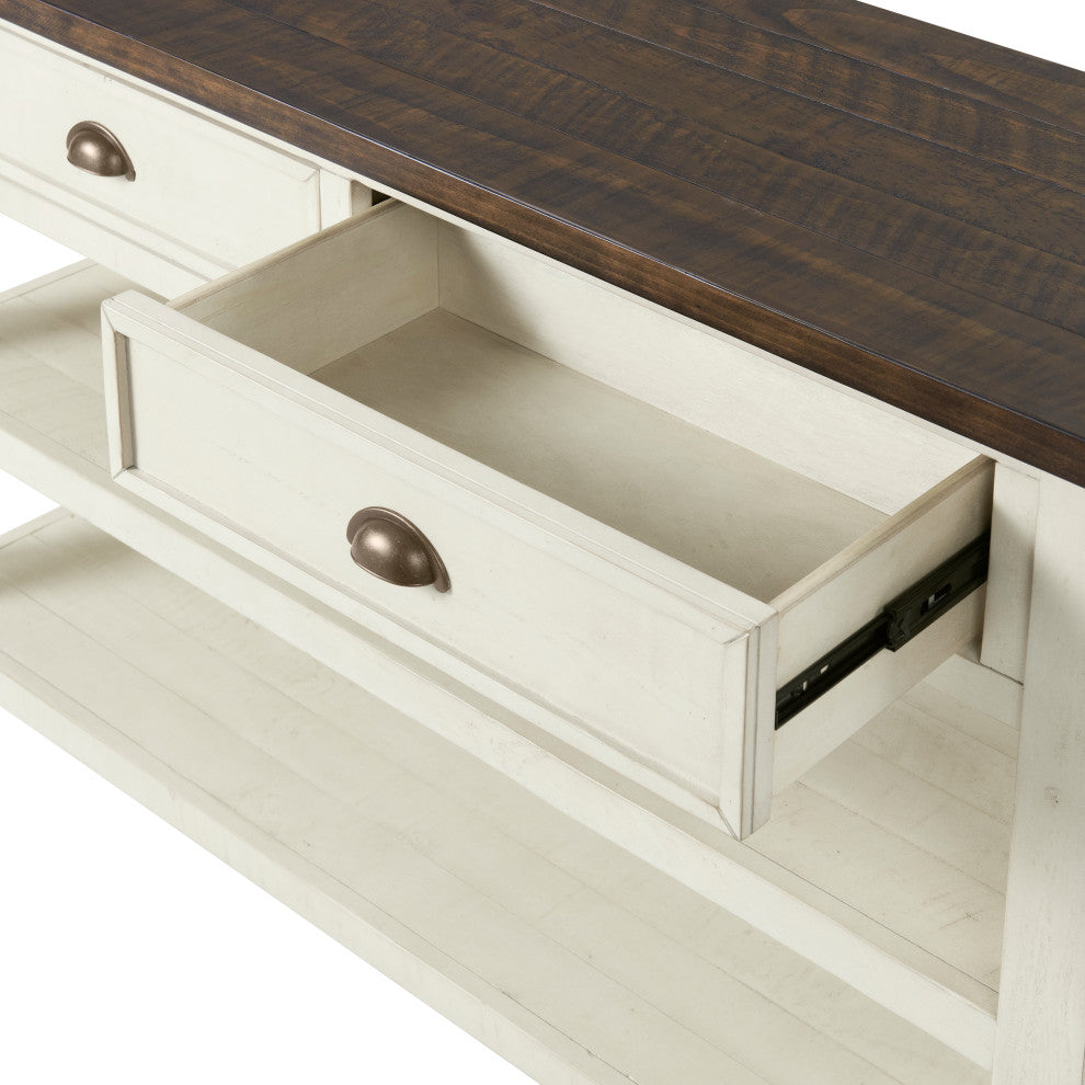 Monterey 50-inch Sofa Console Table , Two-Tone Cream and Brown
