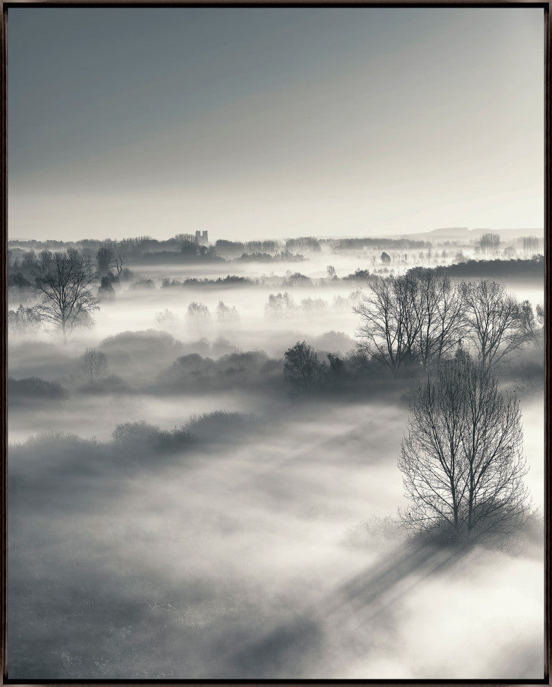 24x30 Misty Fall II, Framed Artwork, Espresso