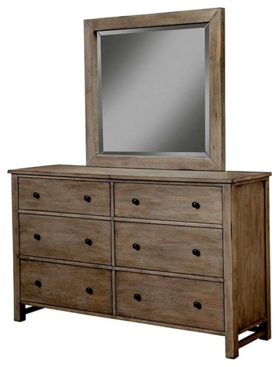 Home Square 3-Piece Set with 2 Nightstands & 6 Drawer Dresser in Natural Gray