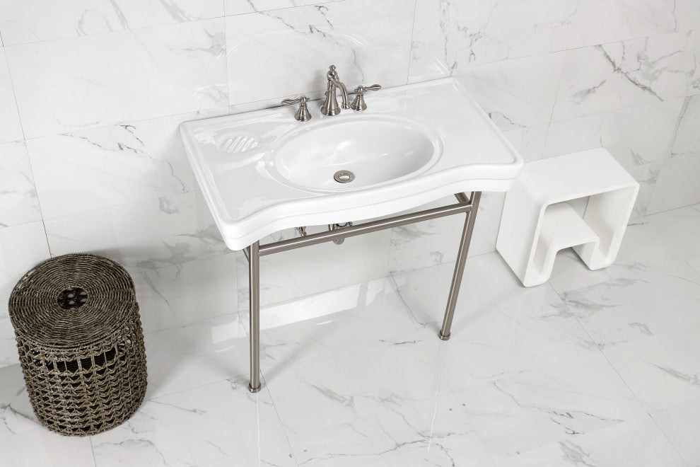 Fauceture VPB28140W88 36" Ceramic Console Sink, Legs
