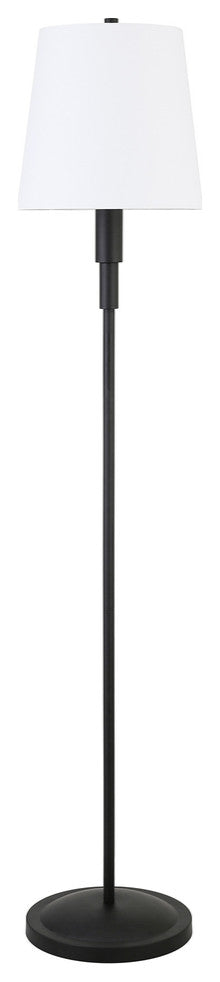 60" Black Traditional Shaped Floor Lamp With White Frosted Glass Drum Shade