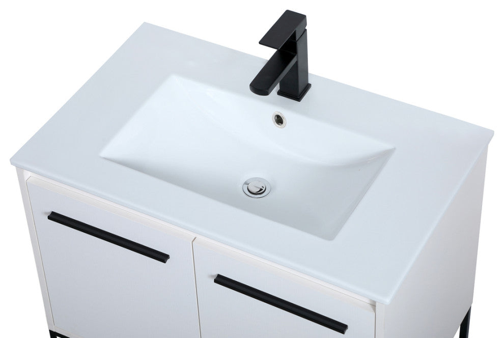 30" Single Bathroom Vanity, White