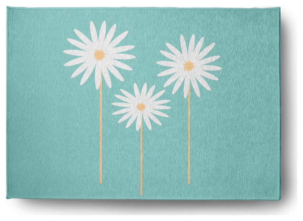 Floral Print Spring Chenille Rug, Light Blue, 5'x7'