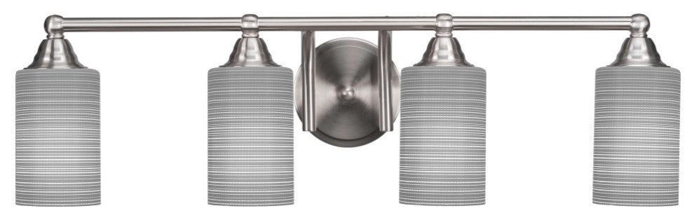 Paramount 4-Light Bath Bar, Brushed Nickel, 4" Gray Matrix Glass