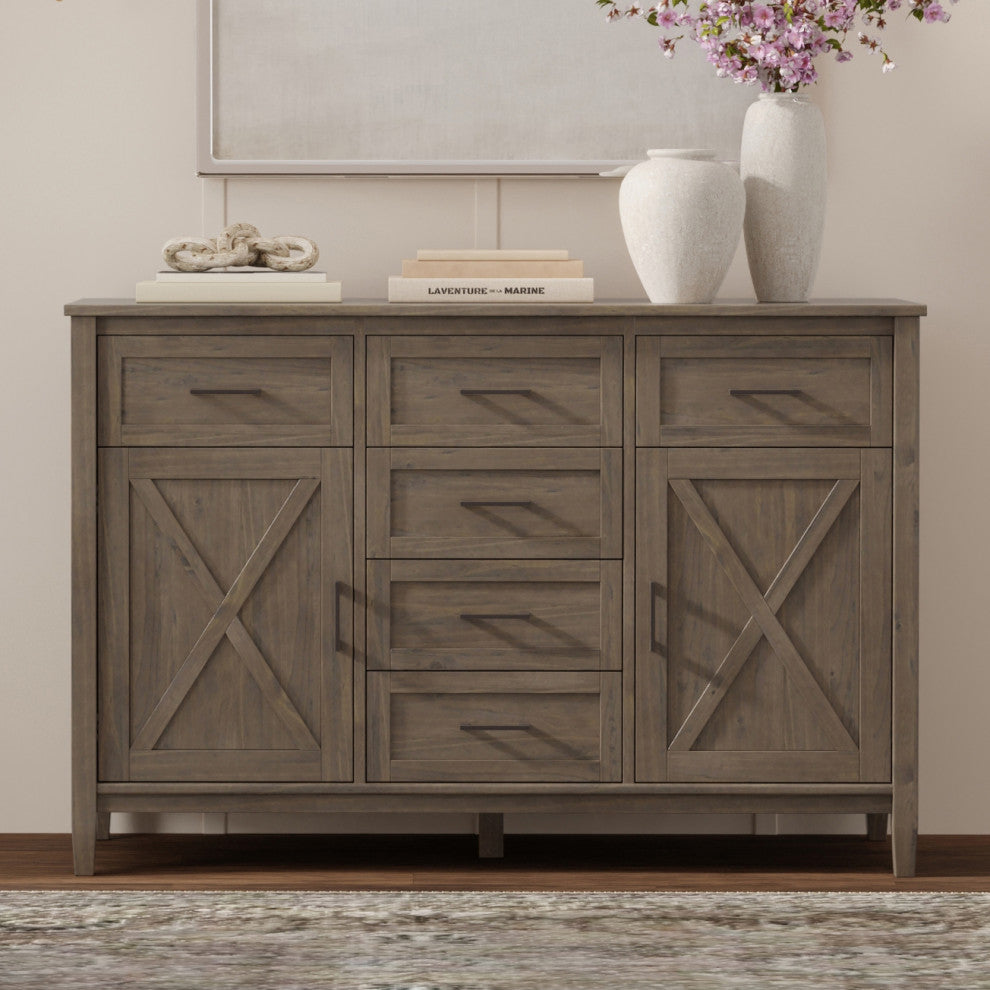 Ela Solid Wood Sideboard, Smoky Brown