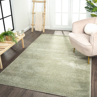 Haze Solid Low-Pile Runner Rug, Green, 9 X 12