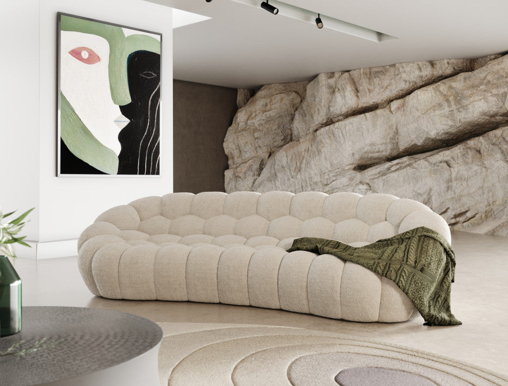 Divani Casa Yolonda Modern Curved Off-White Fabric Sofa