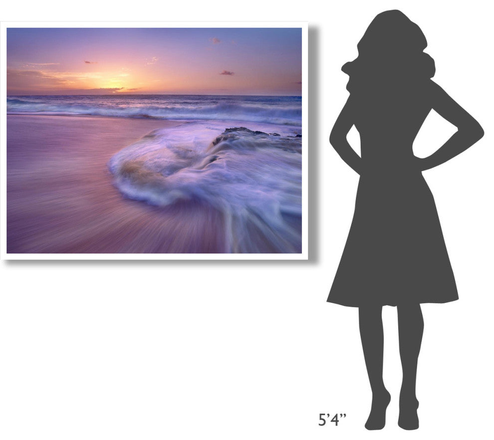"Sandy beach at sunset, Oahu, Hawaii" Paper Print by Tim Fitzharris, 50"x38"