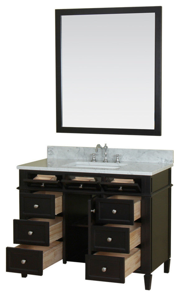 Samantha 42" Bathroom Vanity With Carrera Marble Top and Mirror