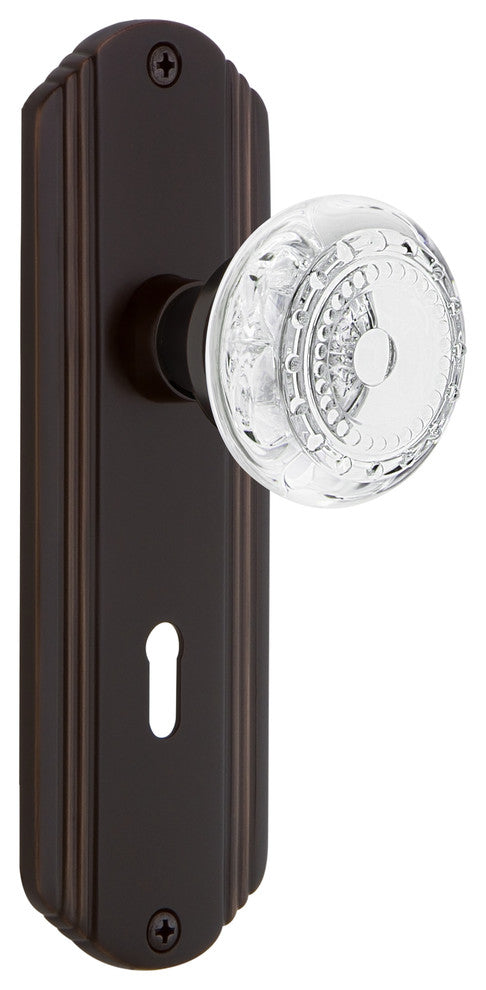Deco Plate Single Dummy, Keyhole Crystal Meadows Knob, Timeless Bronze, DECCME