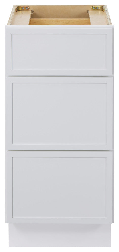 Vanity Art Birch Plywood Single Base Storage Cabinet, White, 15 Inch (3 Drawers)