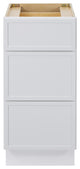 Vanity Art Birch Plywood Single Base Storage Cabinet, White, 15 Inch (3 Drawers)