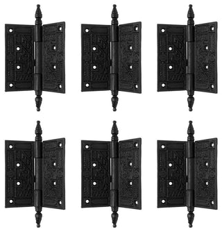Wrought Iron Butt Hinge Black Victorian Steeple Tip Pack of 6