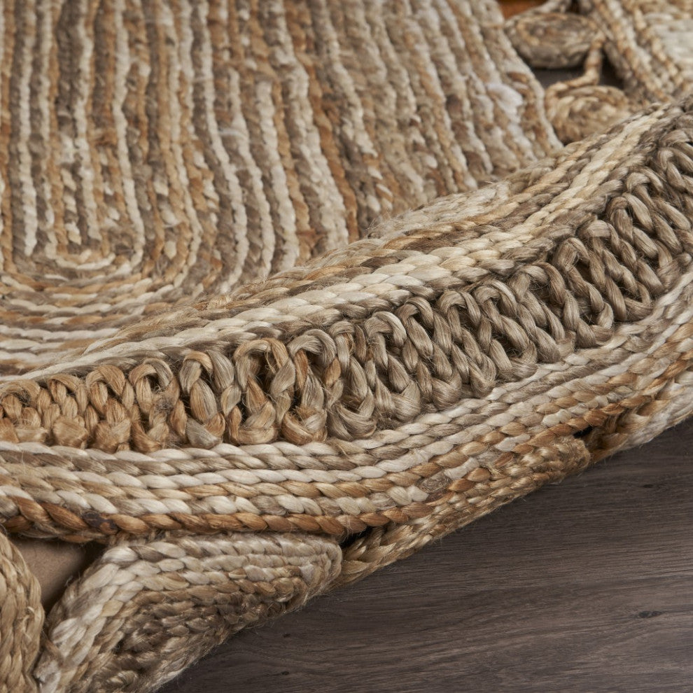 7" Oval Shaped Natural Toned Area Rug