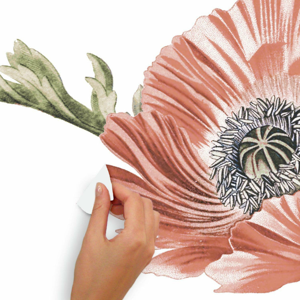 Vintage Poppy Floral Peel And Stick Giant Wall Decals