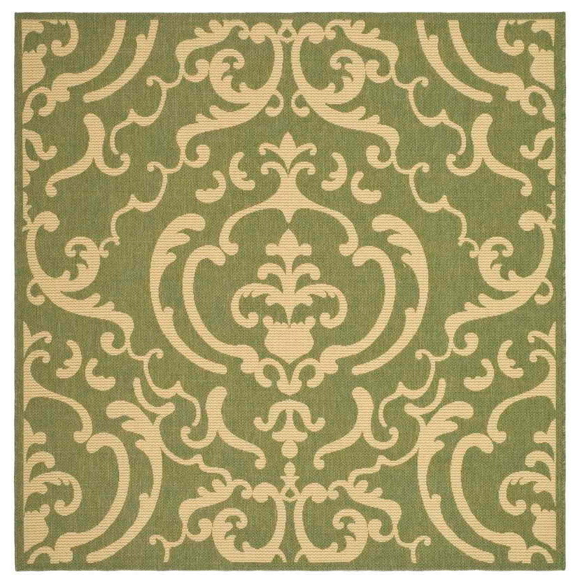 Safavieh Courtyard Cy2663-1E06 Olive, Natural Area Rug, 7'x7' Square