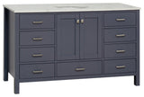 Horizon 60" Single Bathroom Vanity Top, Marine Gray, Engineered Carrara