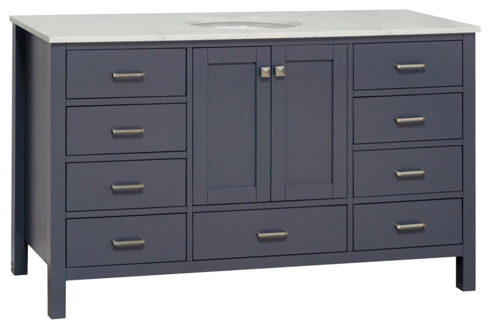 Horizon 60" Single Bathroom Vanity Top, Marine Gray, Engineered Carrara