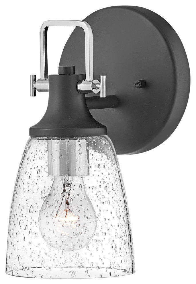Hinkley Easton 6" Single Light Bath Vanity Fixture, Black + Chrome