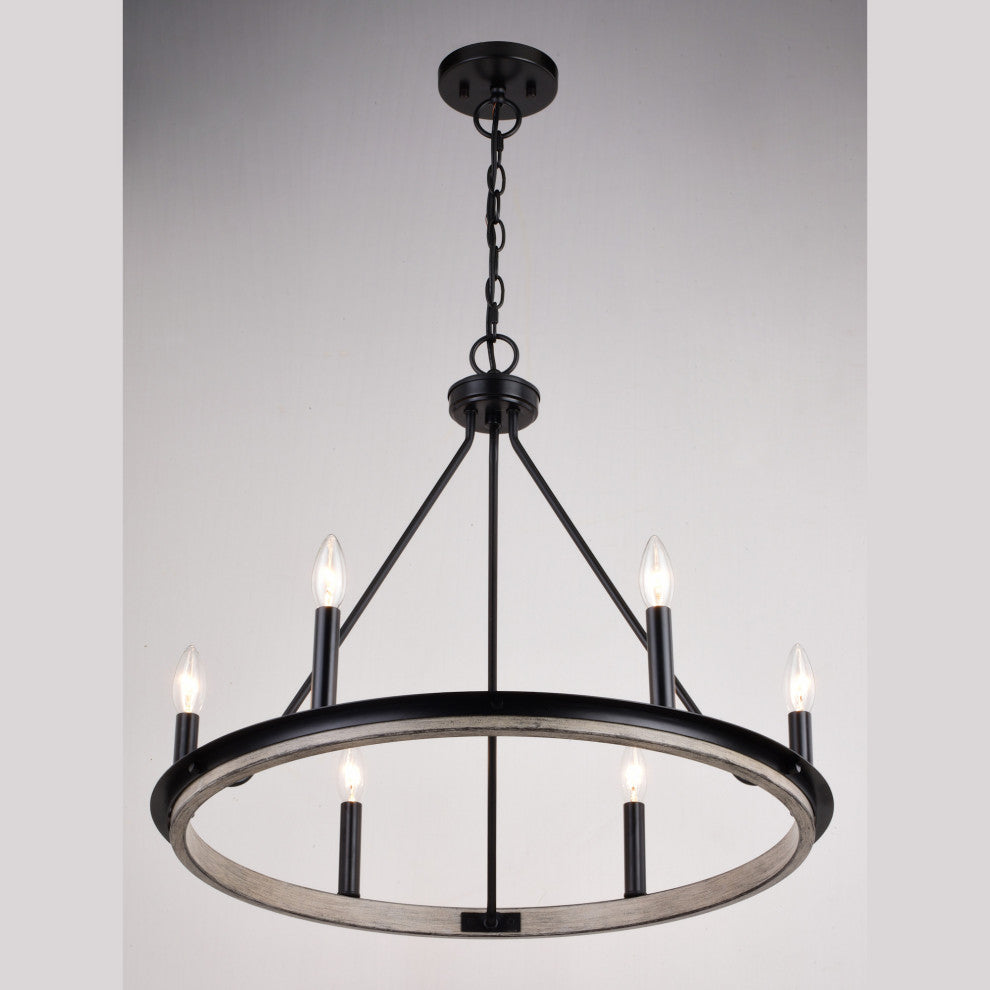 Vaxcel Lighting H0274 Russel 6 Light 25"W Candle Style Chandelier - Matte Black
