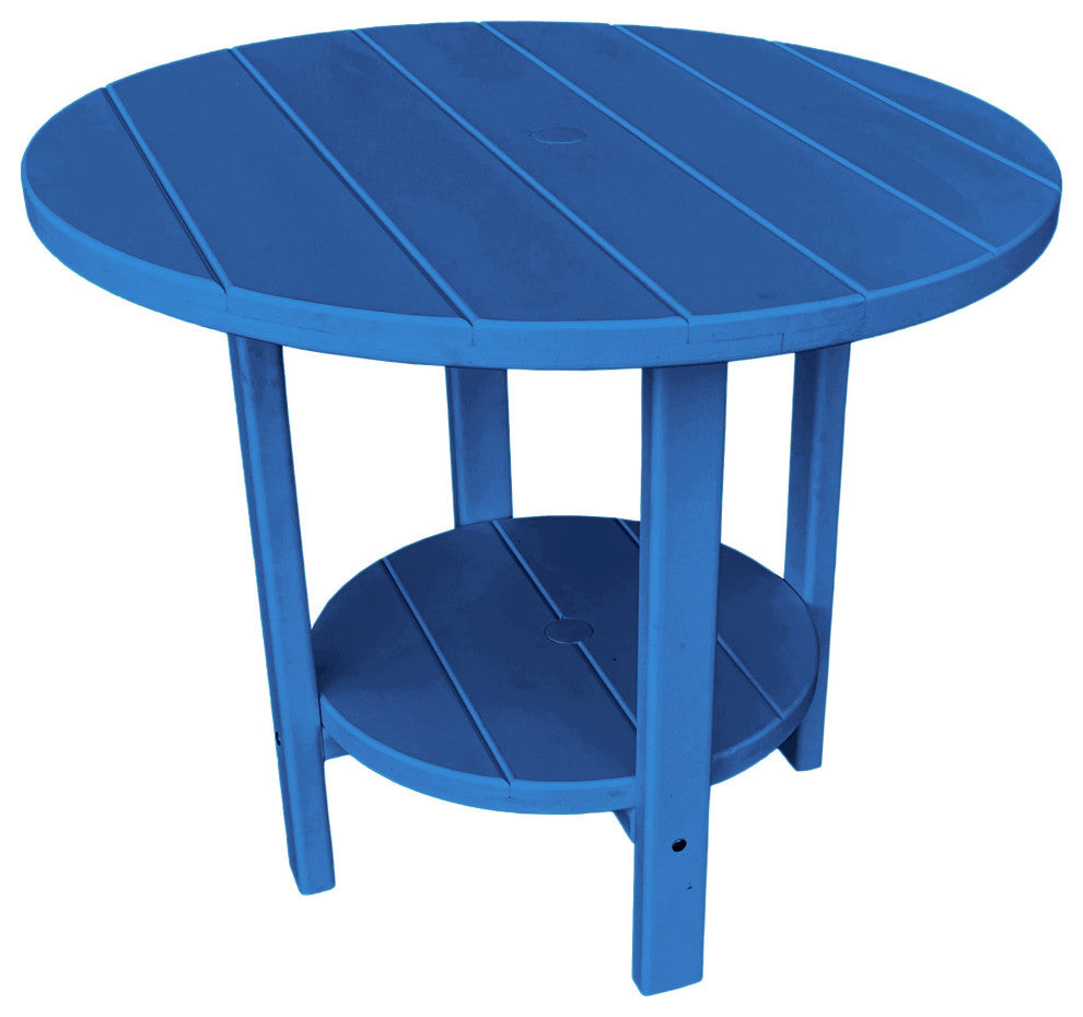 Phat Tommy Round Outdoor Dining Table, Poly Lumber Furniture, Blue