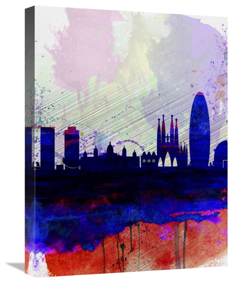 "Barcelona Watercolor Skyline 2" Fine Art Print