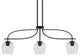 Cavella 3 Light Island Light, Matte Black Finish, 6" Clear Bubble Glass