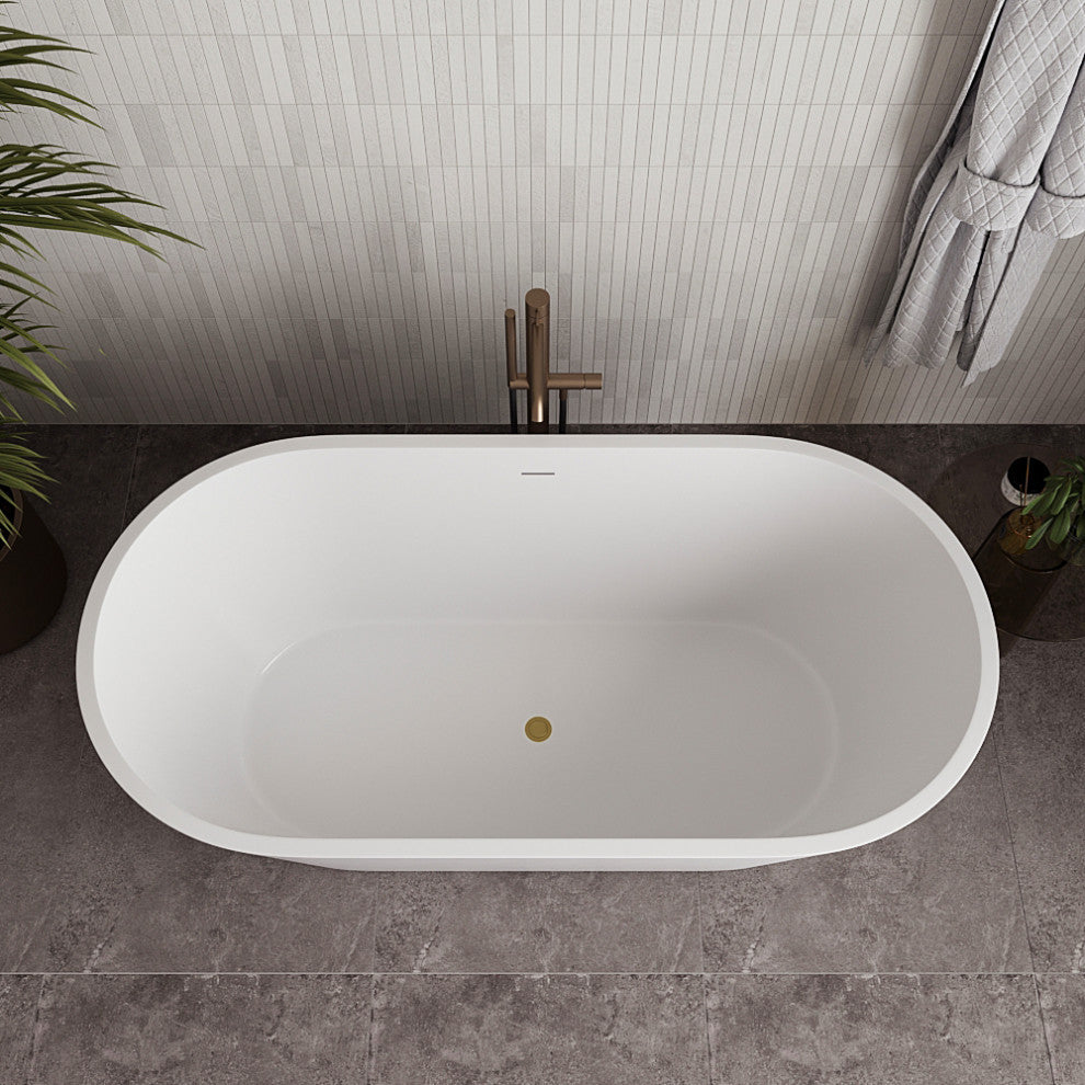 59" Streamline NDR-362-11-BGL Freestanding Tub, Tray, Drain in Brushed Gold