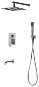 Dree LED Brushed Nickel Shower Set with Hand Shower & Tub Spout Shower Combo Set, 10"