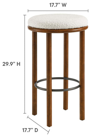 Fable Boucle Fabric Bar Stools - Set of 2 - Walnut Ivory