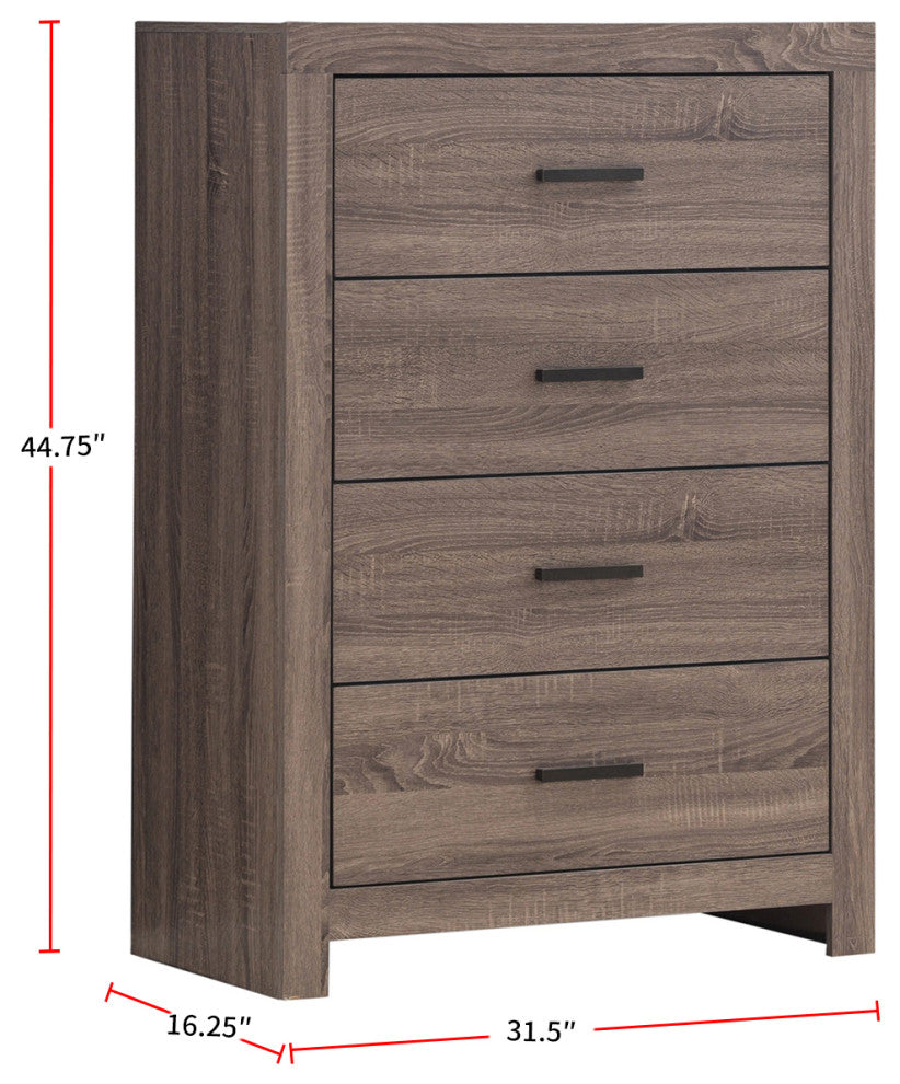 4 Drawers Wooden Chest, Barrel Oak