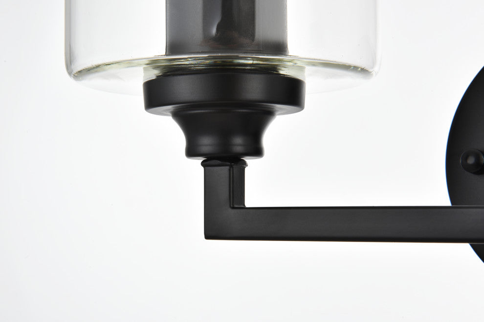 2 Light Black And Clear Bath Sconce
