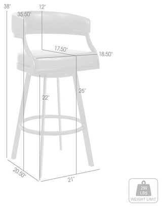 Armen Living Dione 26" Metal & Faux Leather Swivel Counter Stool in Gray/Chrome