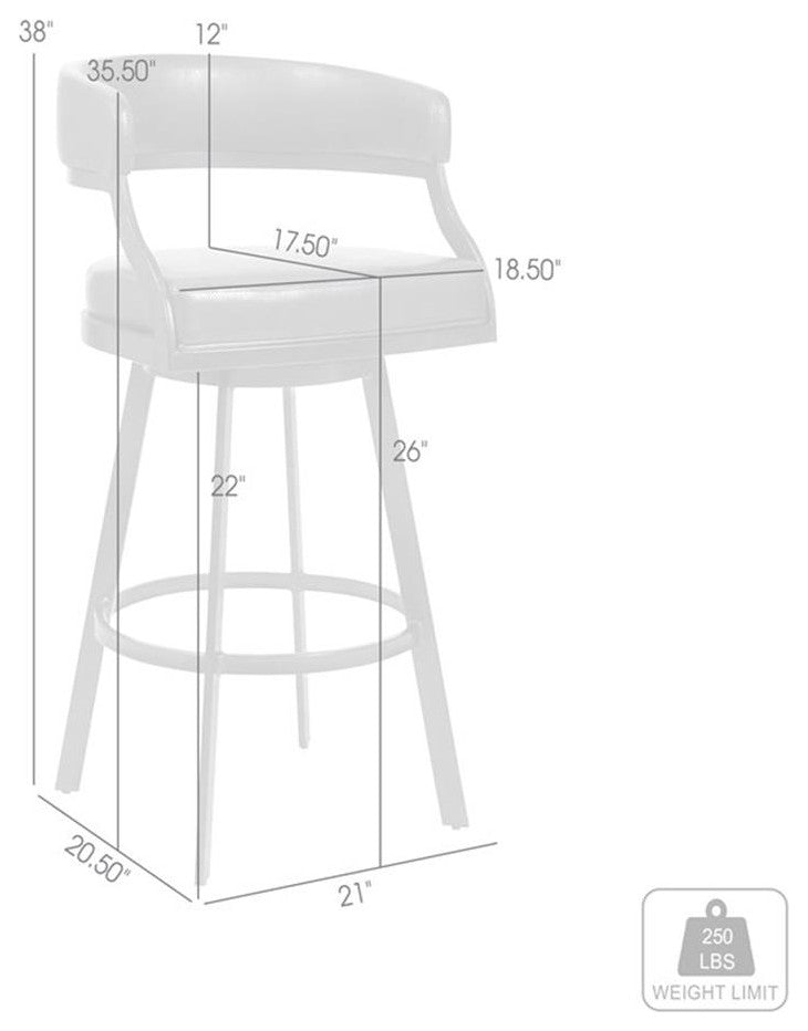 Armen Living Dione 26" Metal & Faux Leather Swivel Counter Stool in Gray/Chrome
