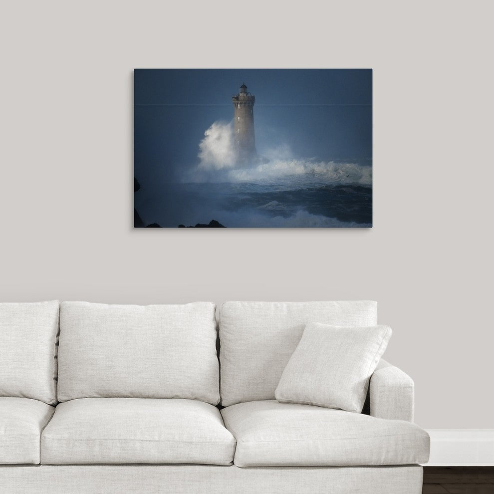 "Bretagne, Overcome by Waves" Wrapped Canvas Art Print, 36"x24"x1.5"