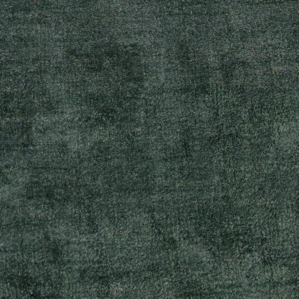 Hand Knotted Loom Silk Mix Area Rugs Solid Dark Green