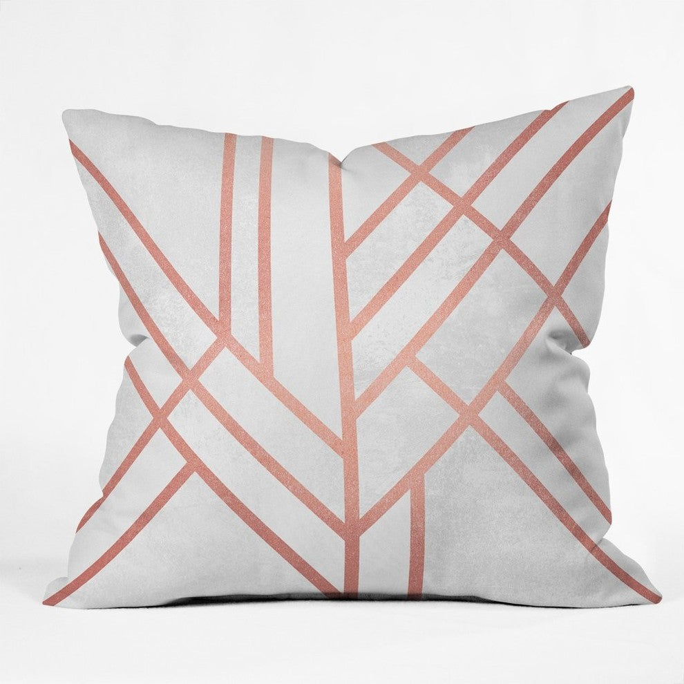 Elisabeth Fredriksson Art Deco Rose Gold Throw Pillow, 18"x18"