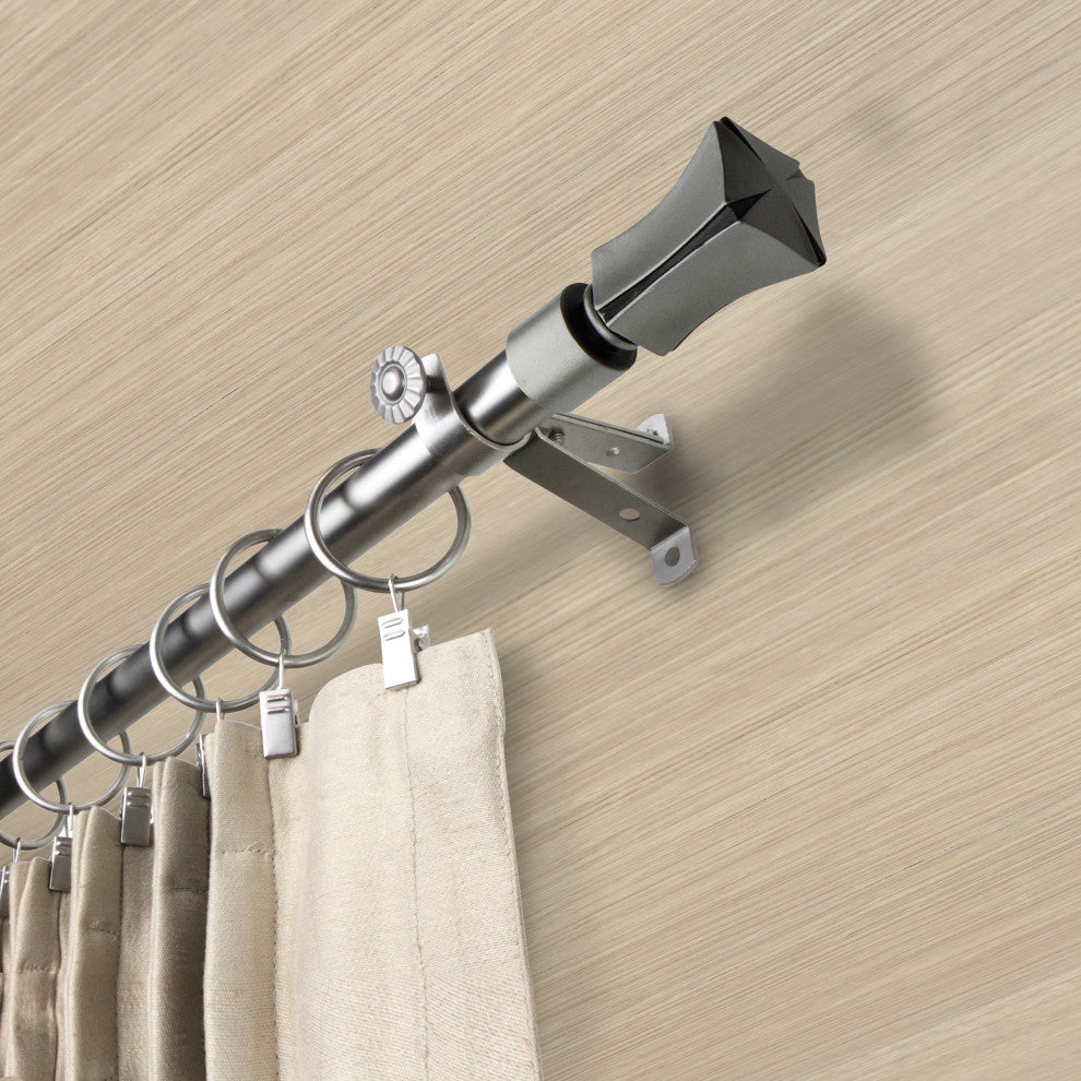 Francis 13/16" Diameter Curtain Rod, Satin Nickel, 18-28"