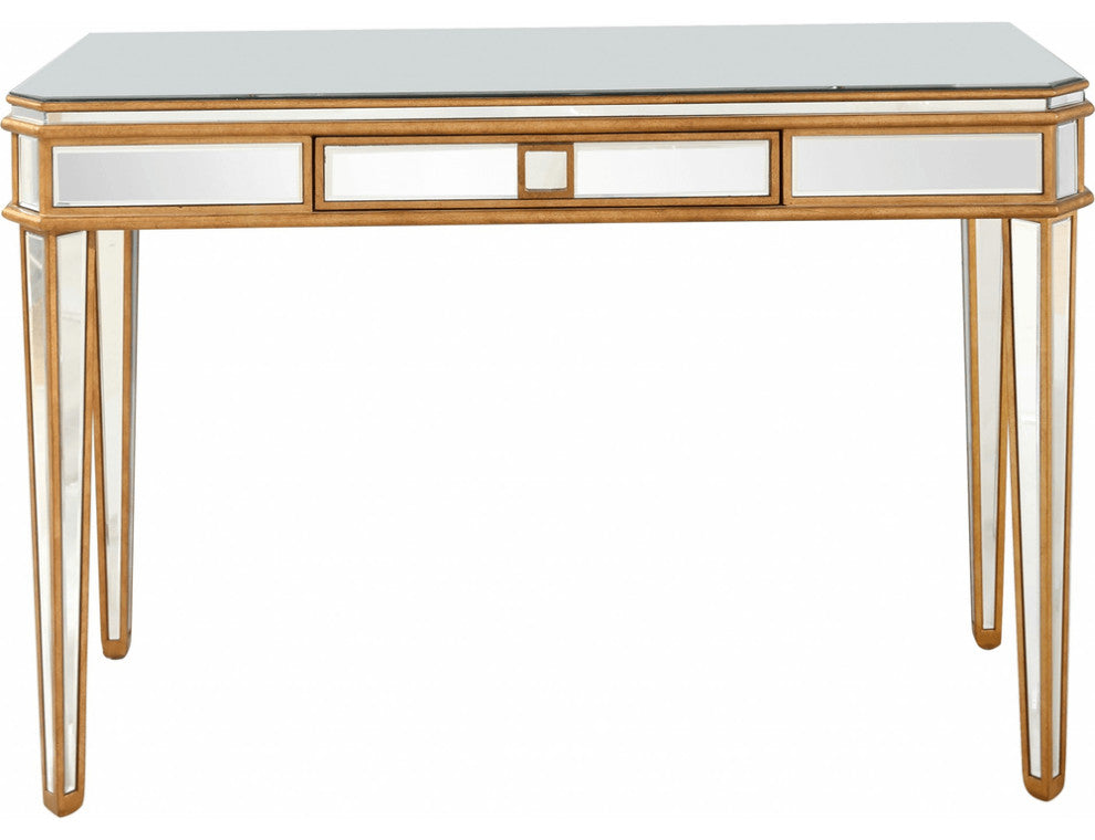 Antiqued Gold Finish Console Table