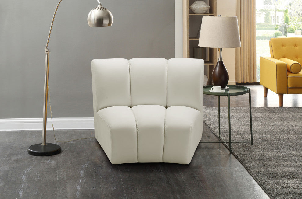 Infinity Channel Tufted Velvet Modular Chair, Cream, 1 Piece