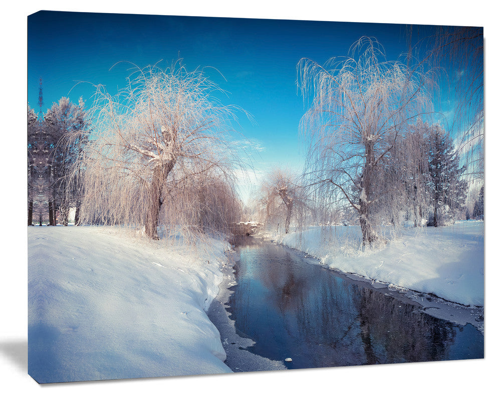Amazing Winter in City Park, Large Landscape Canvas Art Print, 60"x28"