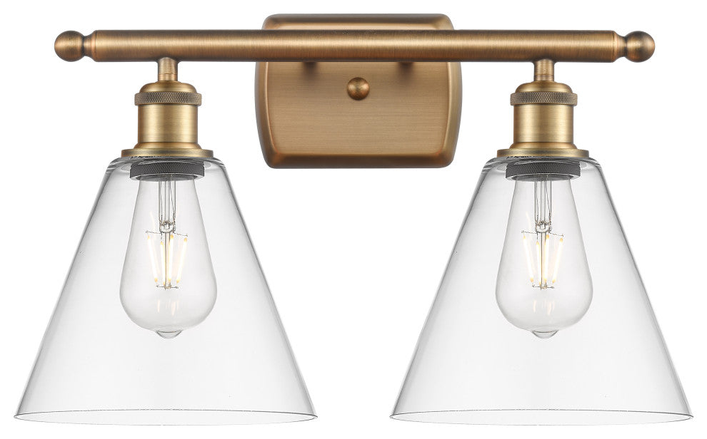 Innovations 516-2W-BB-GBC-82 2 Light Bath Vanity Light, Brushed Brass